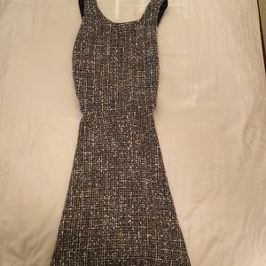 Cross back metallic tweed dress- silver